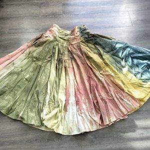 Twelfth Street by Cynthia Vincent Tie-dye Ruched Full Maxi Skirt Size L Boho